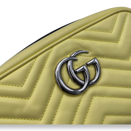 Gucci GG Marmont Crossbody Bag Medium Yellow in Calfskin, Silver hardware_6