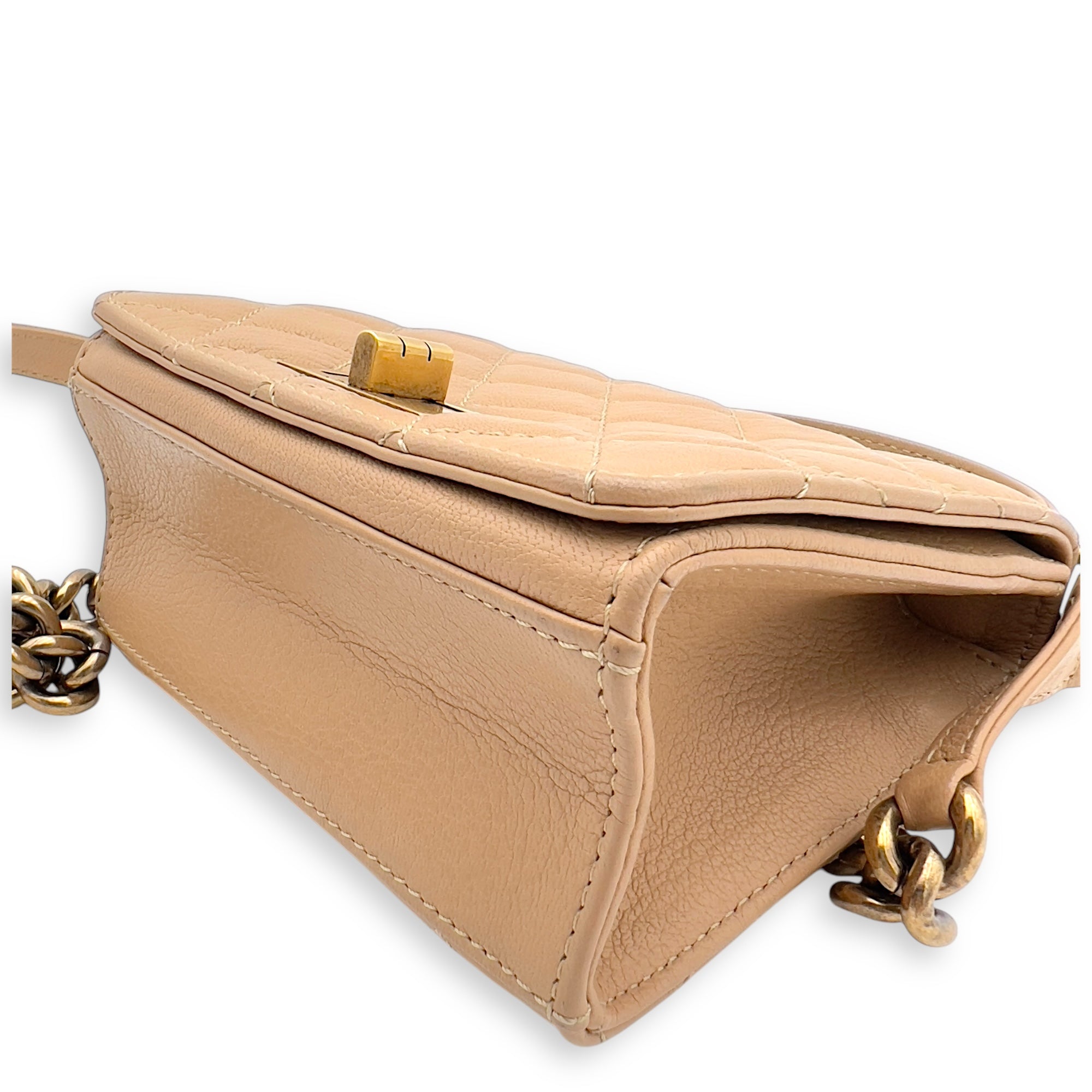 Chanel Rita Top Handle Bag Brown in Calfskin, Gold hardware_6