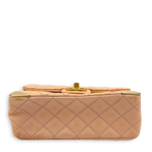 Chanel Mini Rectangle Shoulder Bag Beige in Lambskin, Gold hardware_8