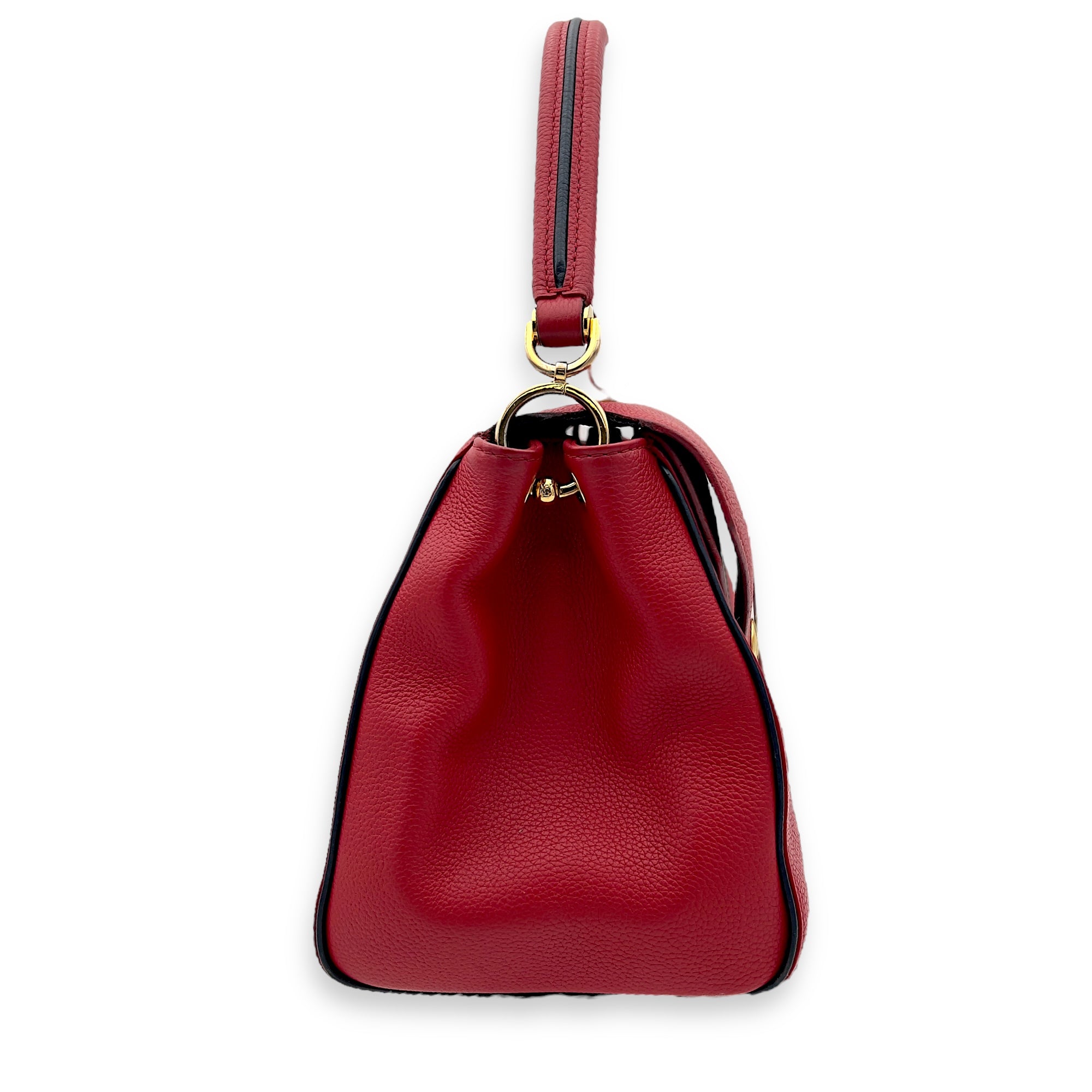 Louis Vuitton Double V Top Handle Bag Red in Calfskin, Gold hardware_4