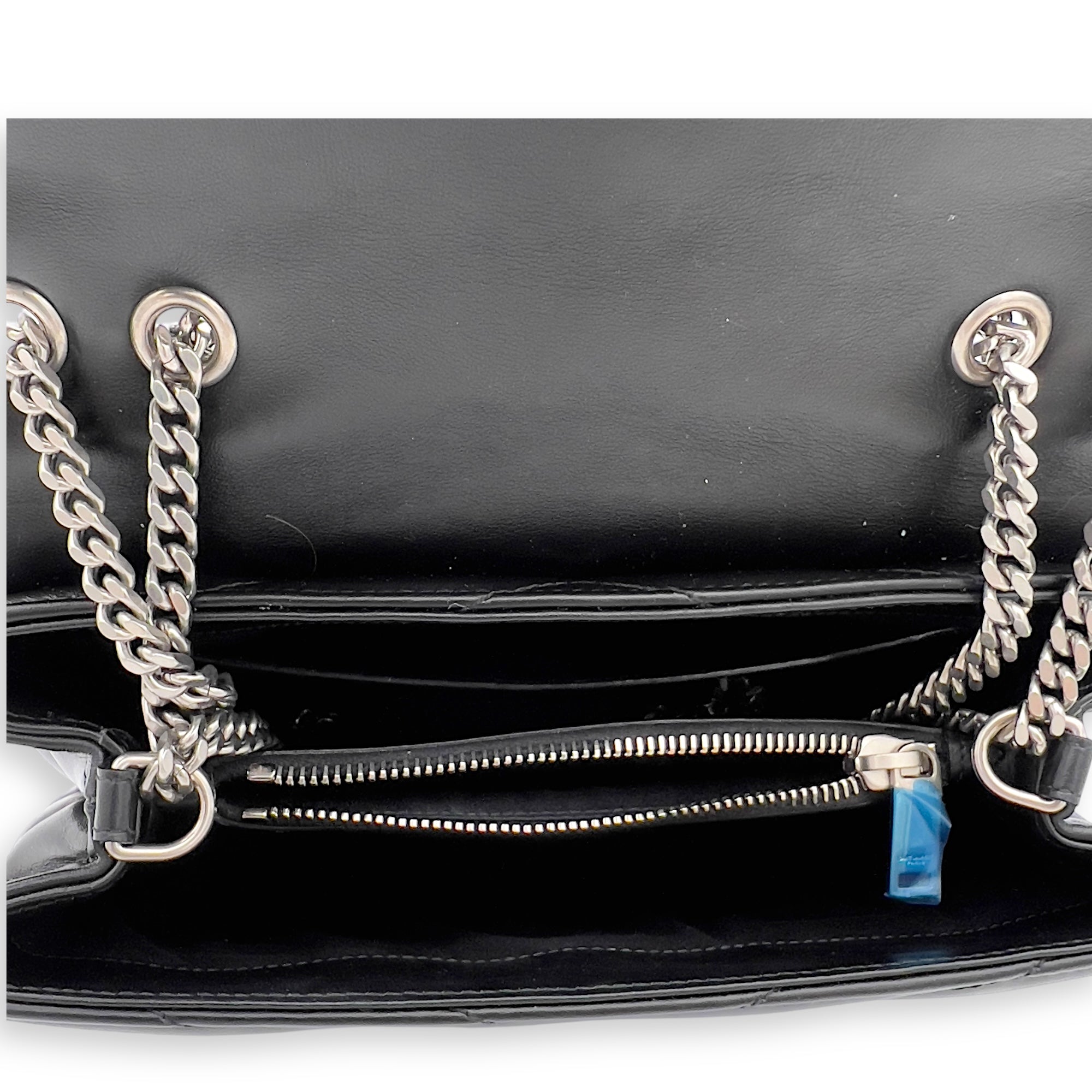 Saint Laurent Loulou Small Black Shoulder Bag in Calfskin, Silver hardware_3