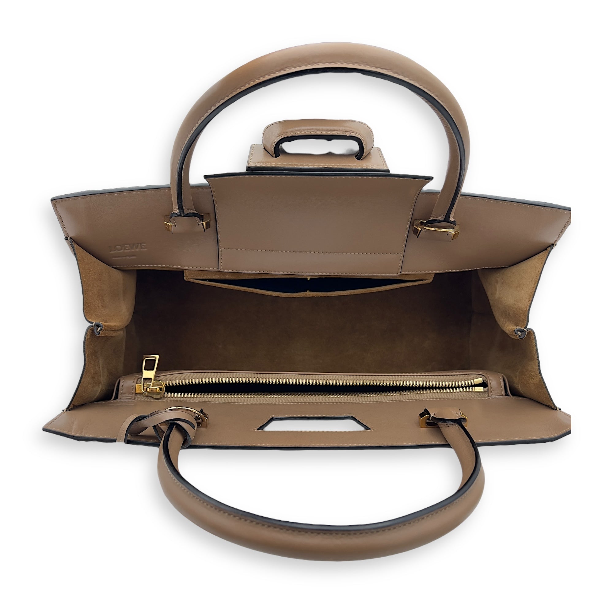 Loewe Barcelona Top Handle Bag Brown in Calfskin, Gold hardware_3