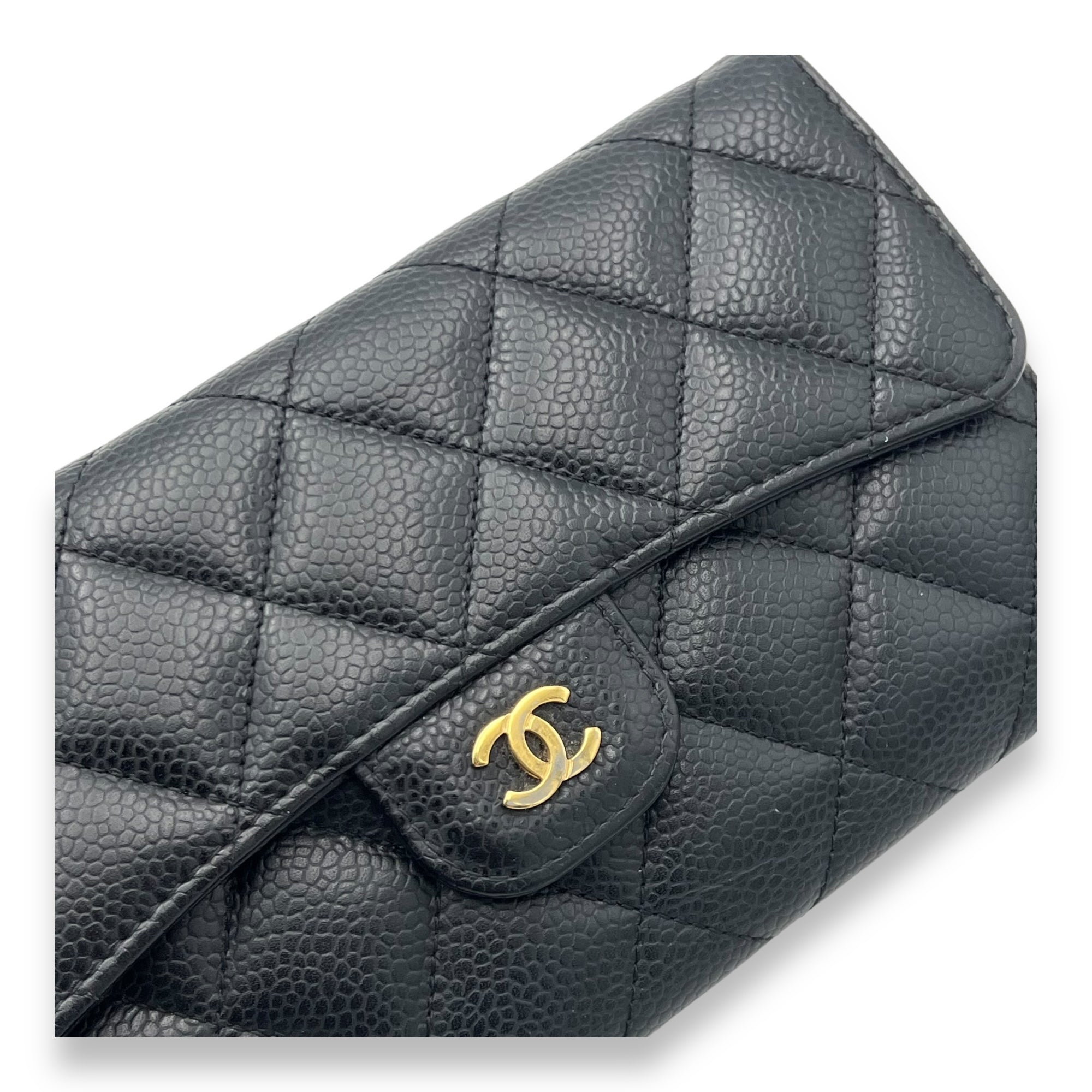 Chanel Classic Wallet Long Black in Caviar Leather, Gold hardware_6