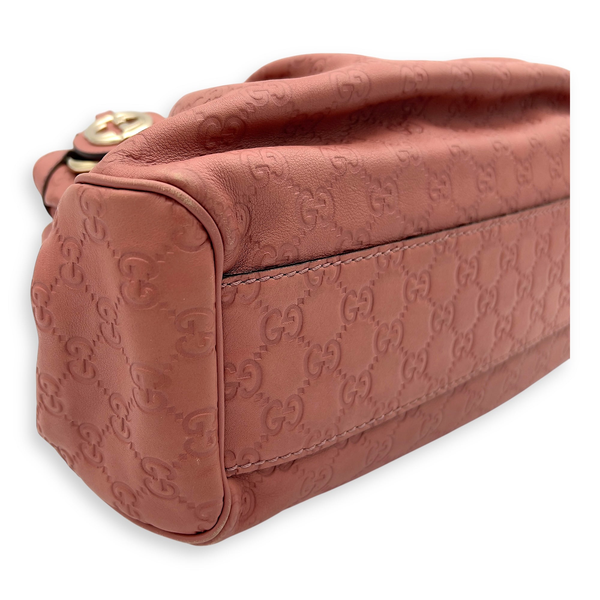 Gucci GG Top Handle Bag Pink in Calfskin, Silver hardware_6