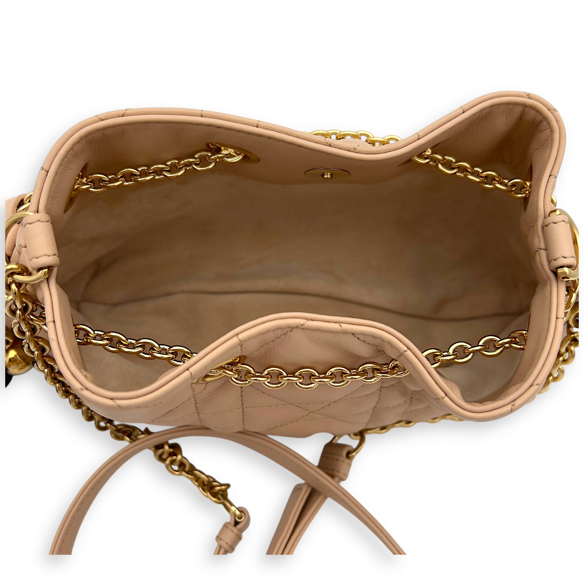 Christian Dior Ammi Chain Shoulder Bag Beige in Lambskin, Gold hardware_6