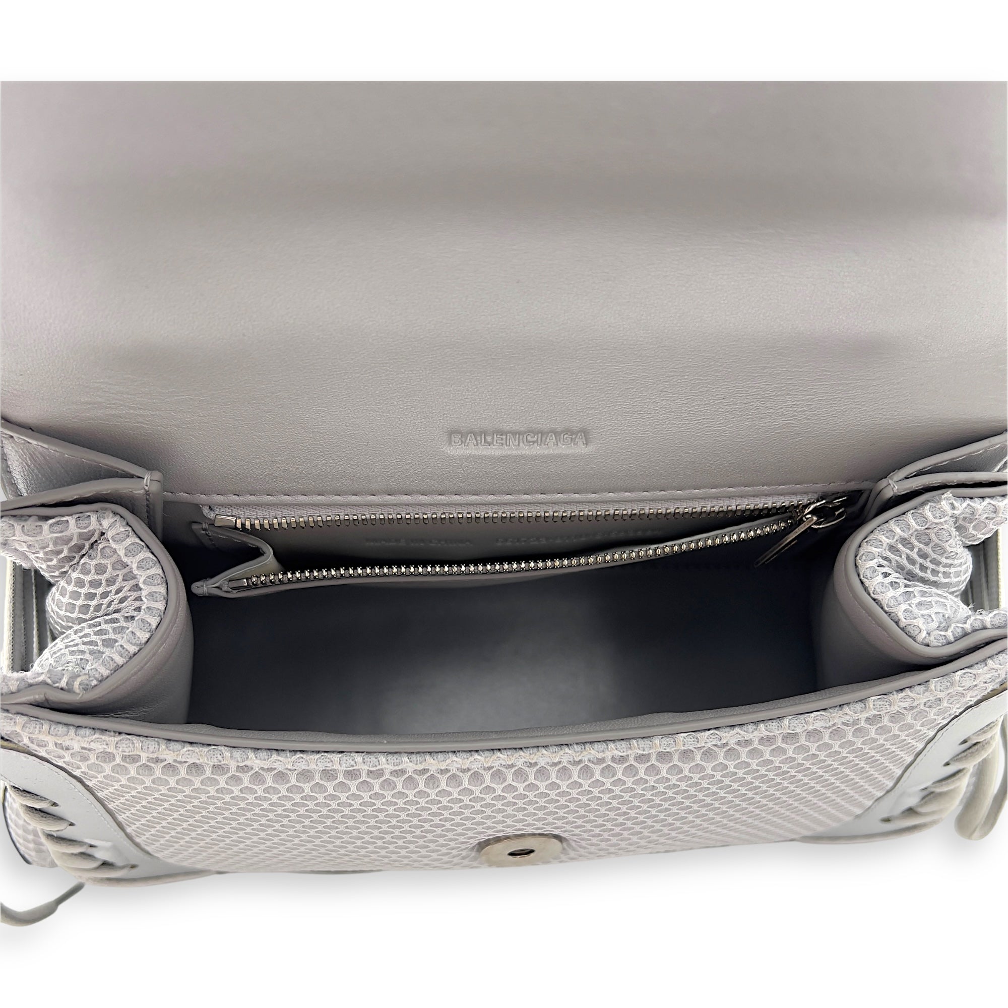 Balenciaga Sneakerhead Hourglass Grey Top Handle Bag in Canvas, Silver hardware_2