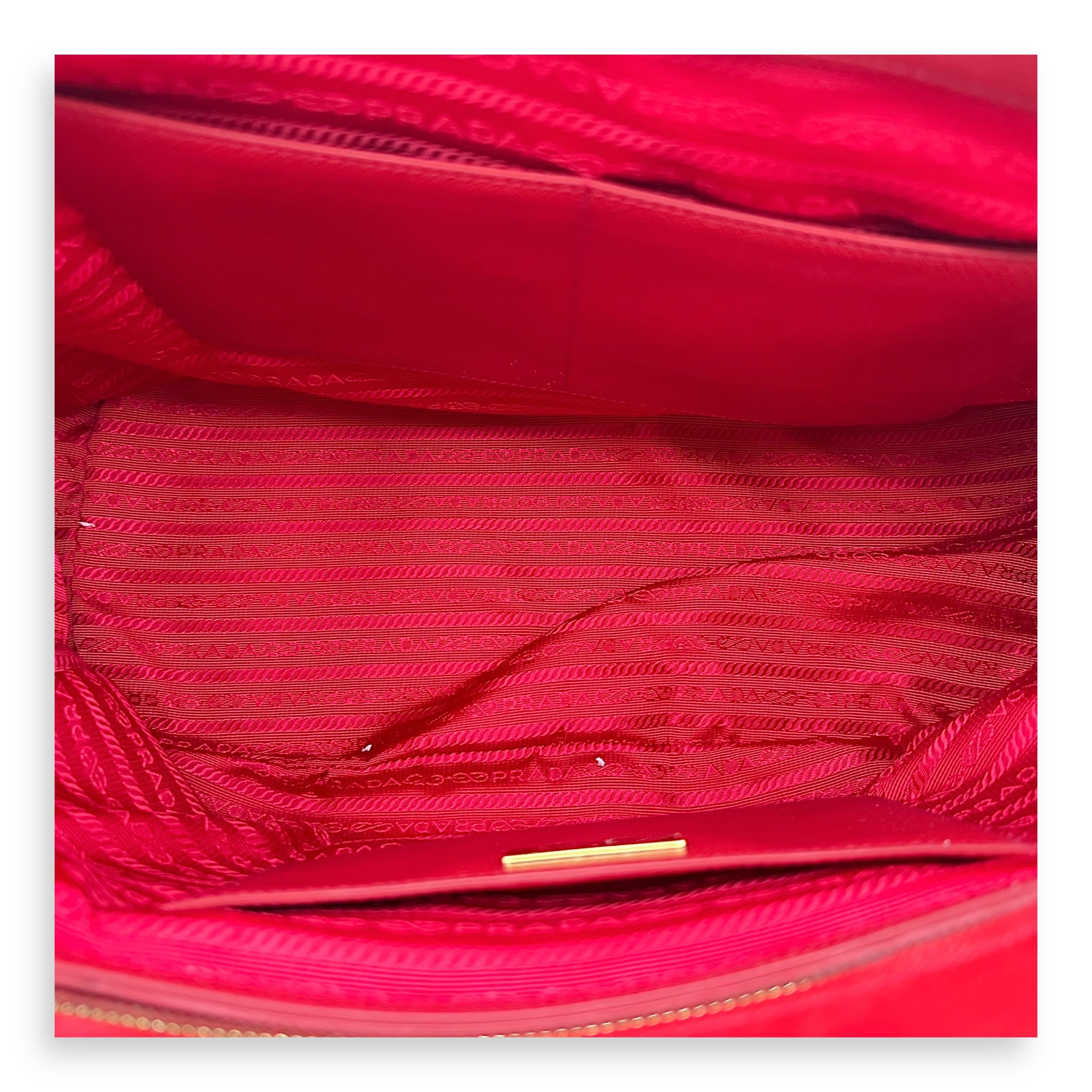 Prada Galleria Top Handle Bag Red in Saffiano Leather, Gold hardware_6