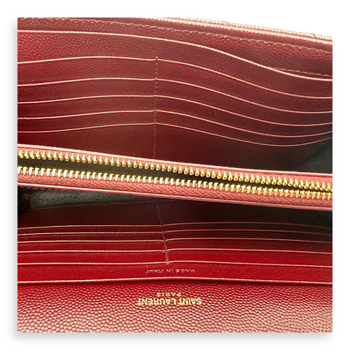 Saint Laurent Cassandre Red Wallet On Chain in Calfskin, Gold hardware_6