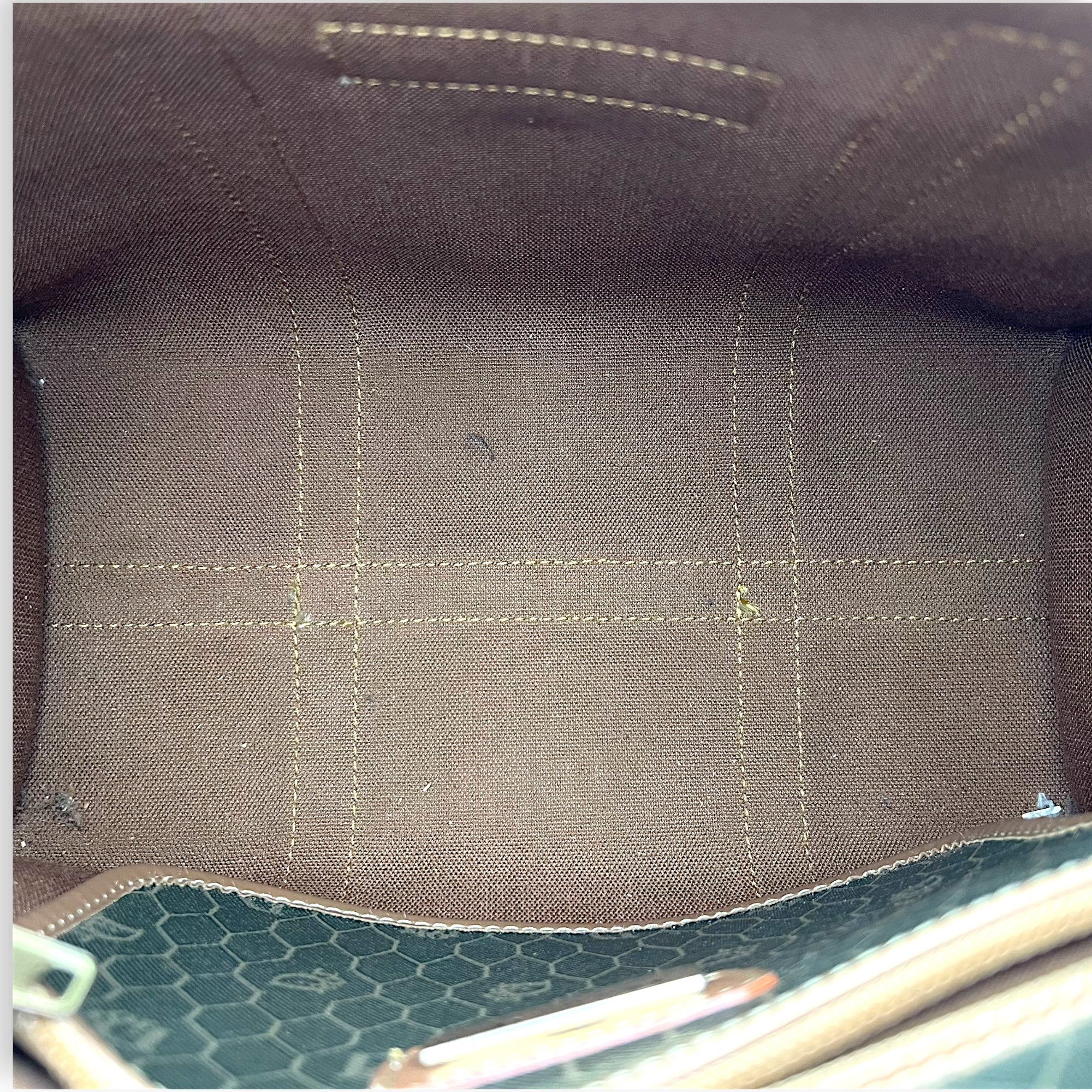 Christian Dior Honeycomb  Top Handle Bag Brown in Coated Canvas, Gold hardware_6