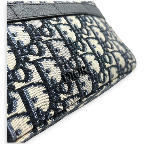 Christian Dior Safari Crossbody Bag Blue in Jacquard, Silver hardware_7