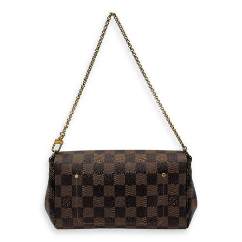 Louis Vuitton Favourite Damier Ebene Crossbody Bag in Coated Canvas, Gold hardware_2