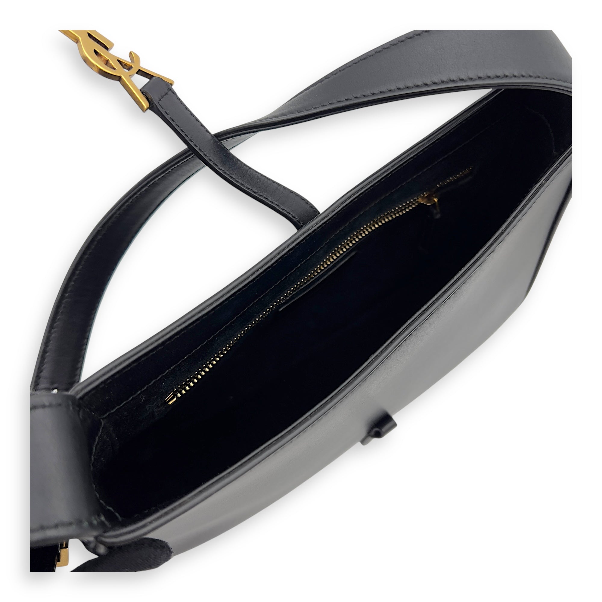 Saint Laurent Le 5 A 7 Black Shoulder Bag in Calfskin, Gold hardware_6