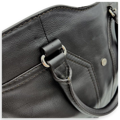 Saint Laurent Cabas Top Handle Bag Brown in Calfskin, Silver hardware_4