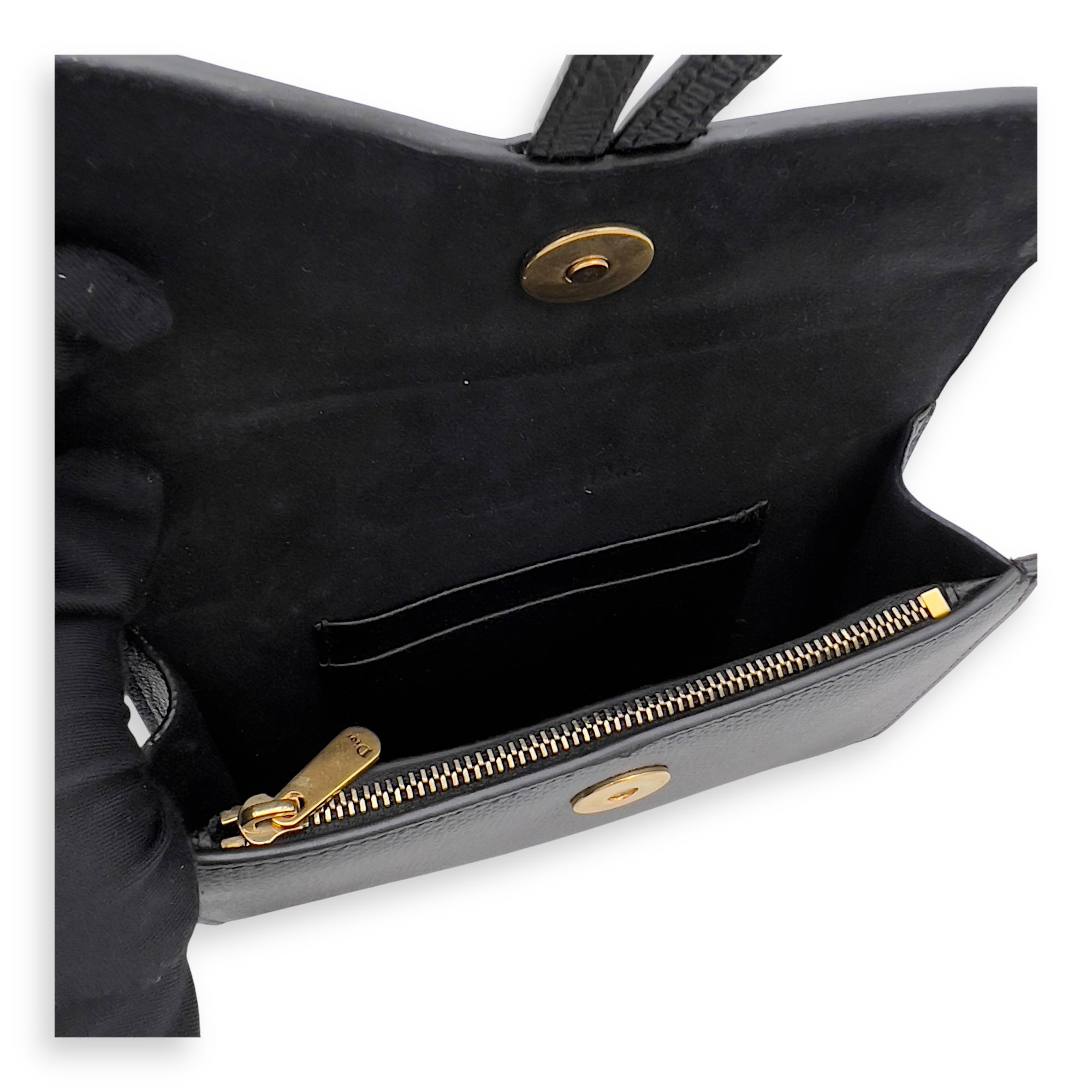 Christian Dior Saddle Belt Bag Black in Calfskin, Gold hardware_6