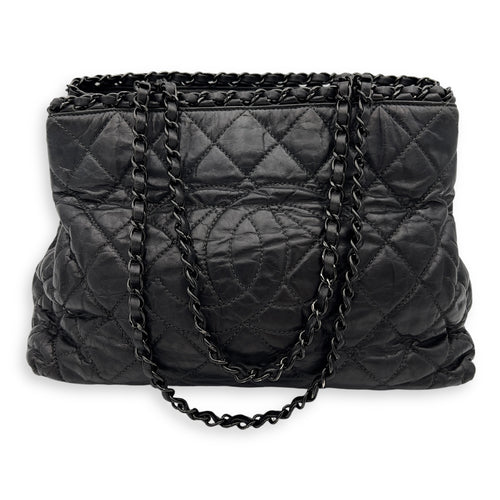 Chanel Chain Quilt Black Tote Bag in Calfskin, so black hardware_7