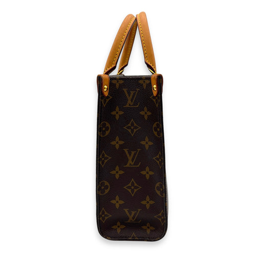 Louis Vuitton Sac Plat Top Handle Bag BB Brown in Monogram Coated Canvas, Gold hardware_6