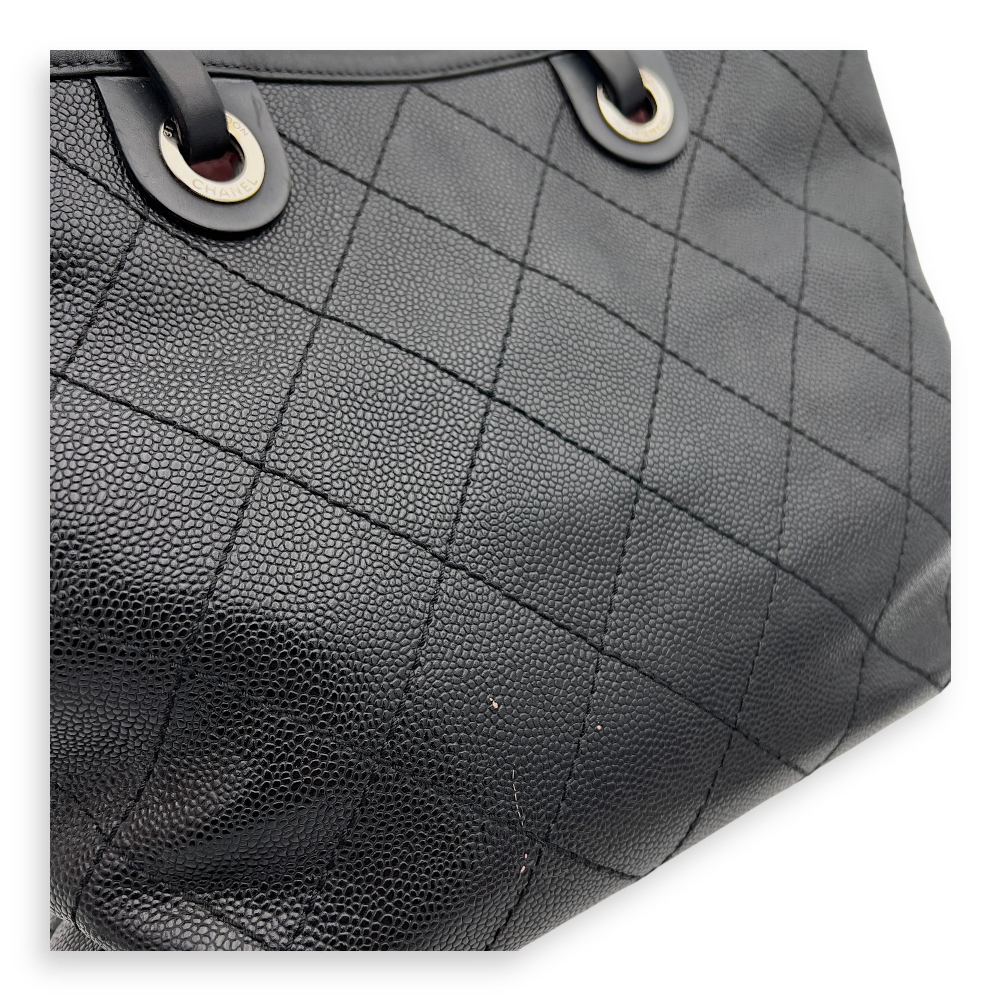 Chanel Wild Stitch Black Tote Bag in Caviar Leather, Silver hardware_6