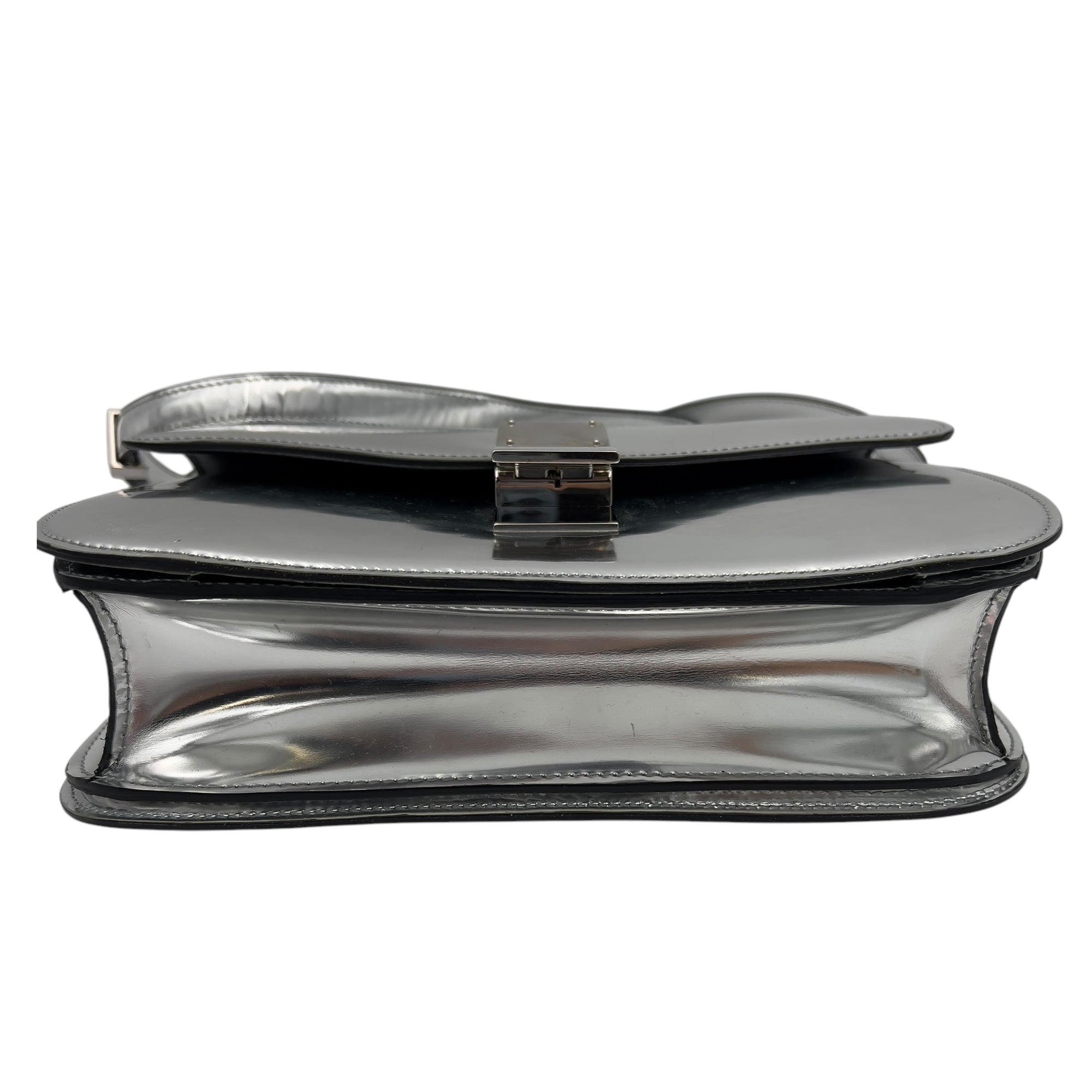 Celine Box Medium Silver Shoulder Bag in Calfskin, Silver hardware_5