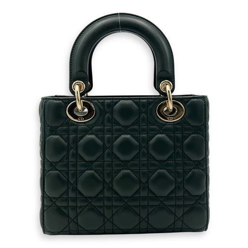 Christian Dior Lady Dior Top Handle Bag Green in Lambskin, Gold hardware_2