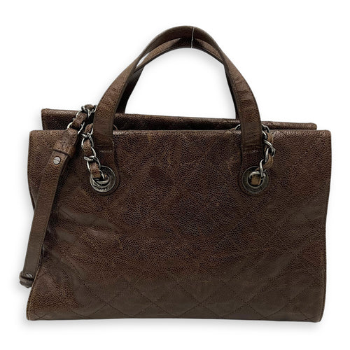Chanel Two-way Brown Top Handle Bag in Caviar Leather, Ruthenium hardware_13
