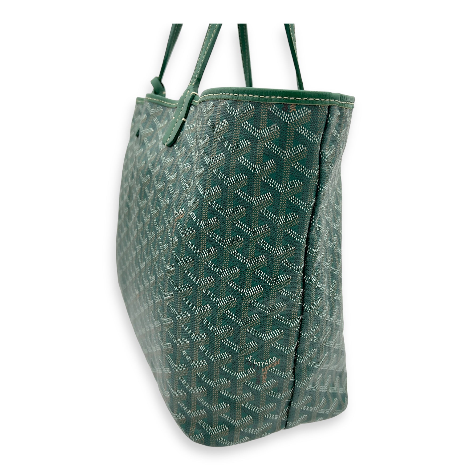 Goyard Saint Louis Tote Bag Green in Coated Canvas, Silver hardware_6