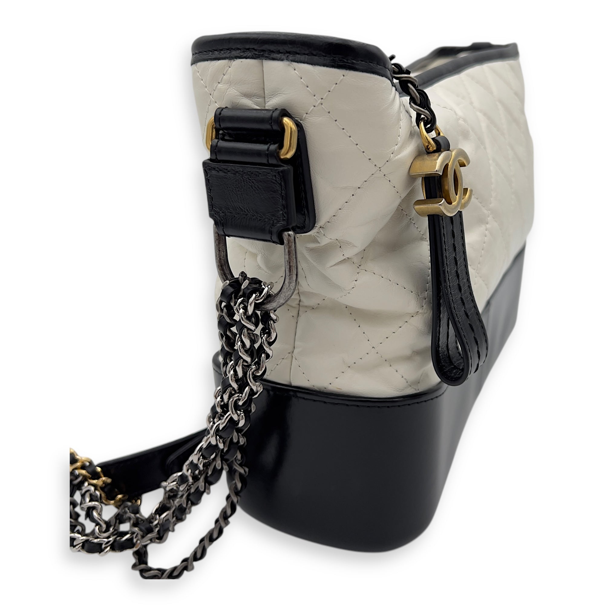 Chanel Gabrielle Shoulder Bag White in Calfskin, Mixed hardware_4