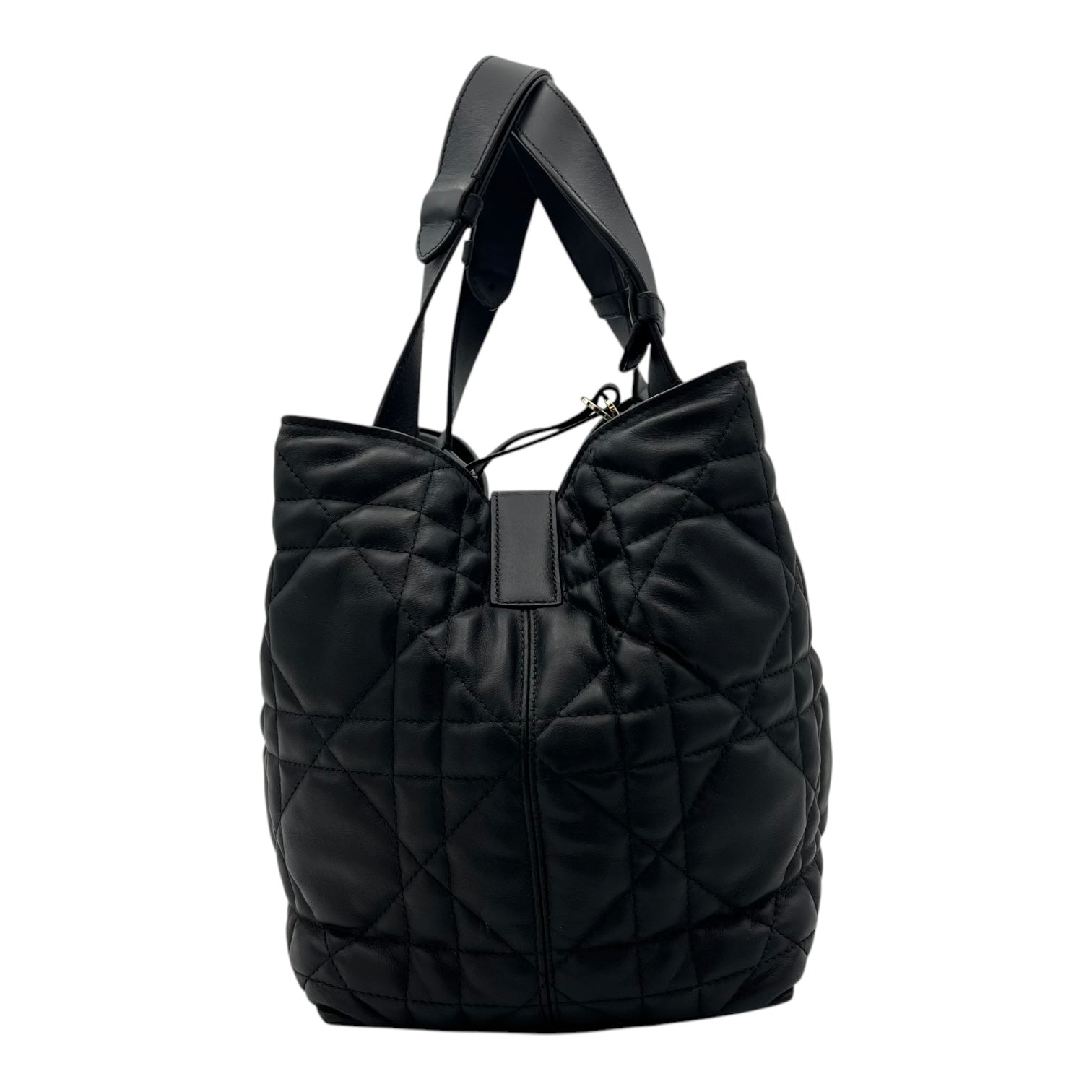 Christian Dior Toujours Top Handle Bag Black in Calfskin, Gold hardware_4