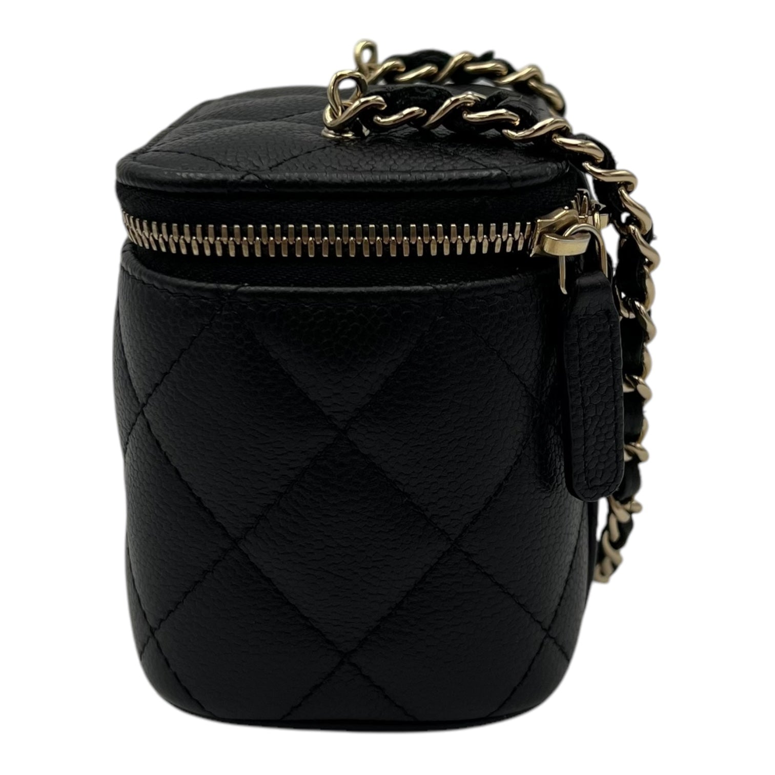 Chanel Vanity Crossbody Bag Black in Caviar Leather, Gold hardware_4