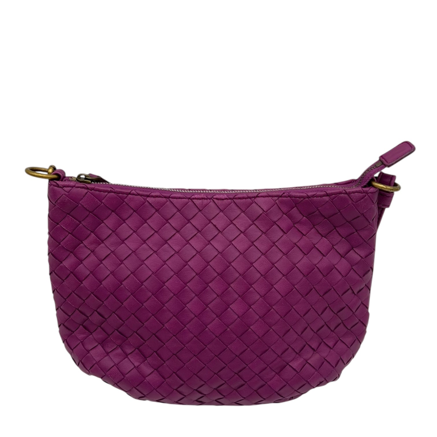 Bottega Veneta Intrecciato Purple Shoulder Bag in Lambskin, Gold hardware_2
