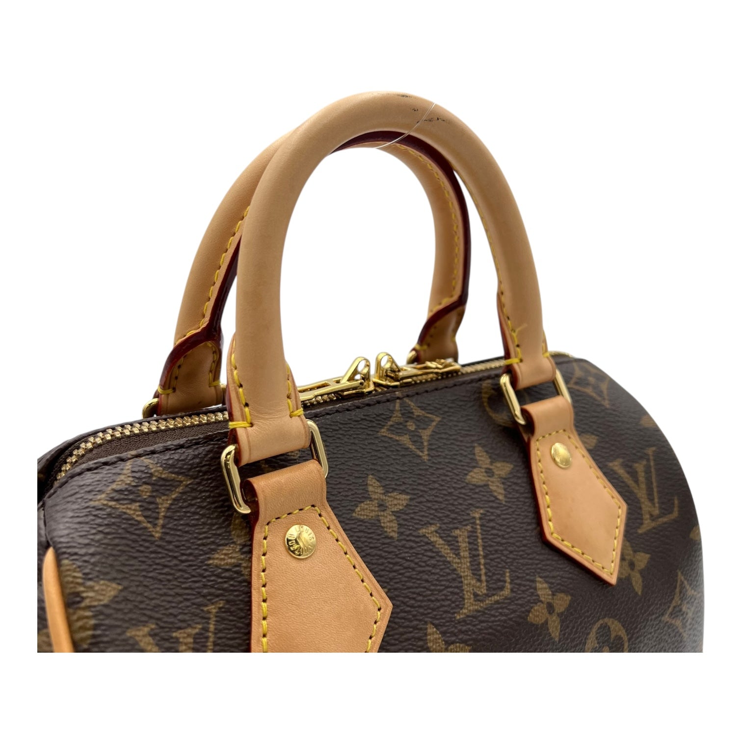 Louis Vuitton Speedy Top Handle Bag 20 Brown in Monogram Coated Canvas, Gold hardware_6
