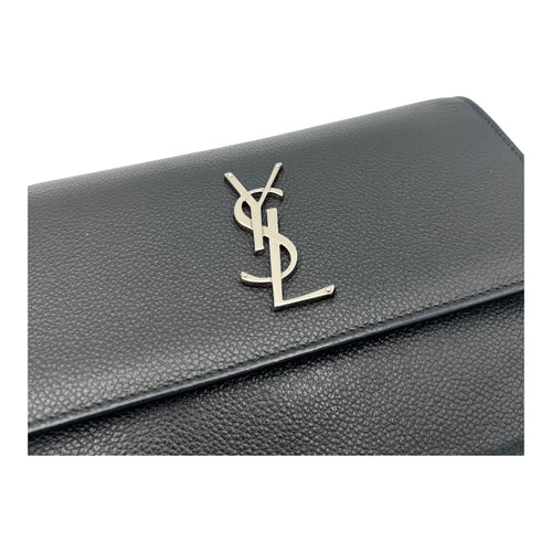 Saint Laurent Sunset Shoulder Bag Black in Calfskin, Silver hardware_6