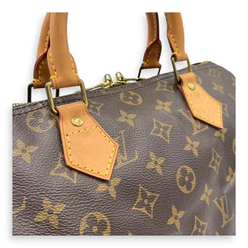 Louis Vuitton Speedy Bandouliere Top Handle Bag 30 Brown in Monogram Coated Canvas, Gold hardware_6