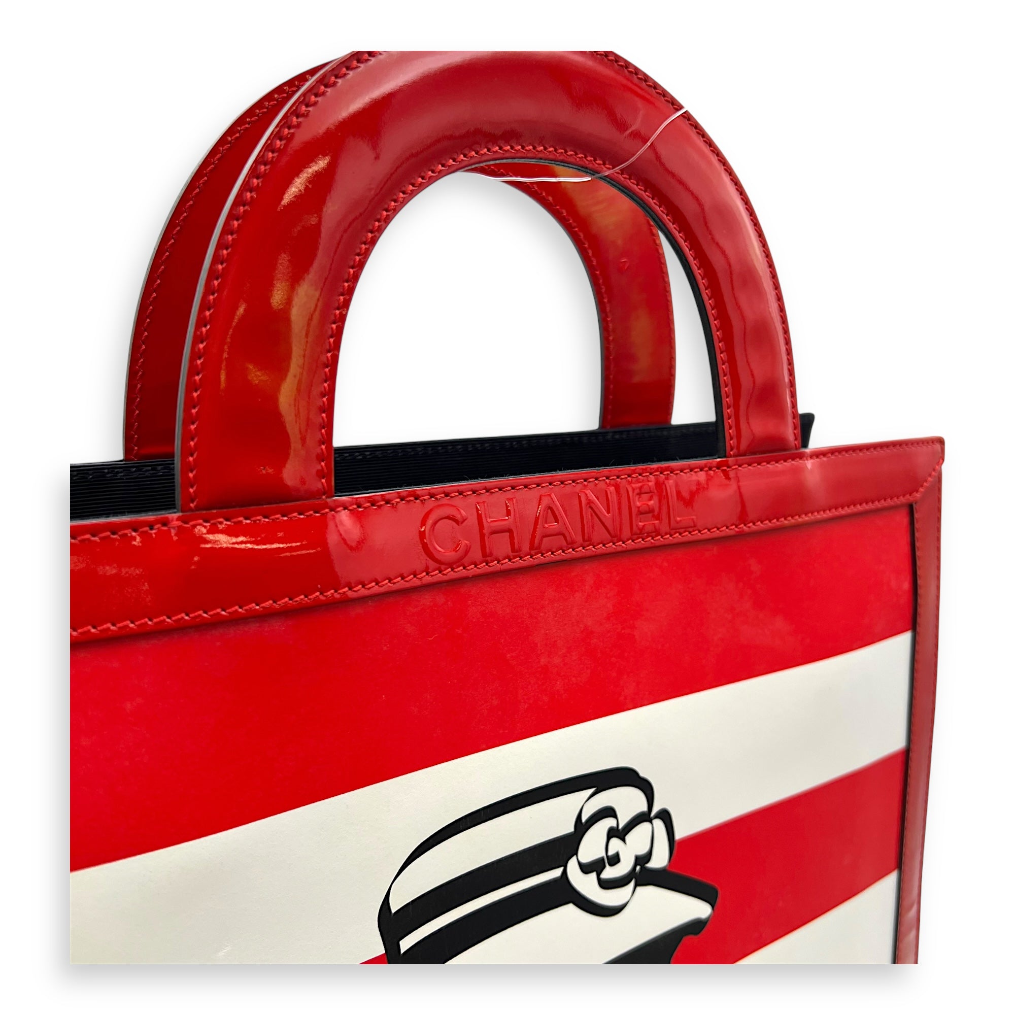 Chanel Others Top Handle Bag Red in Patent Leather, Silver hardware_6