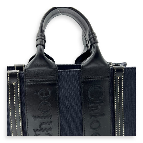 Chloé Woody Tote Bag Blue in Denim, Gold hardware_6