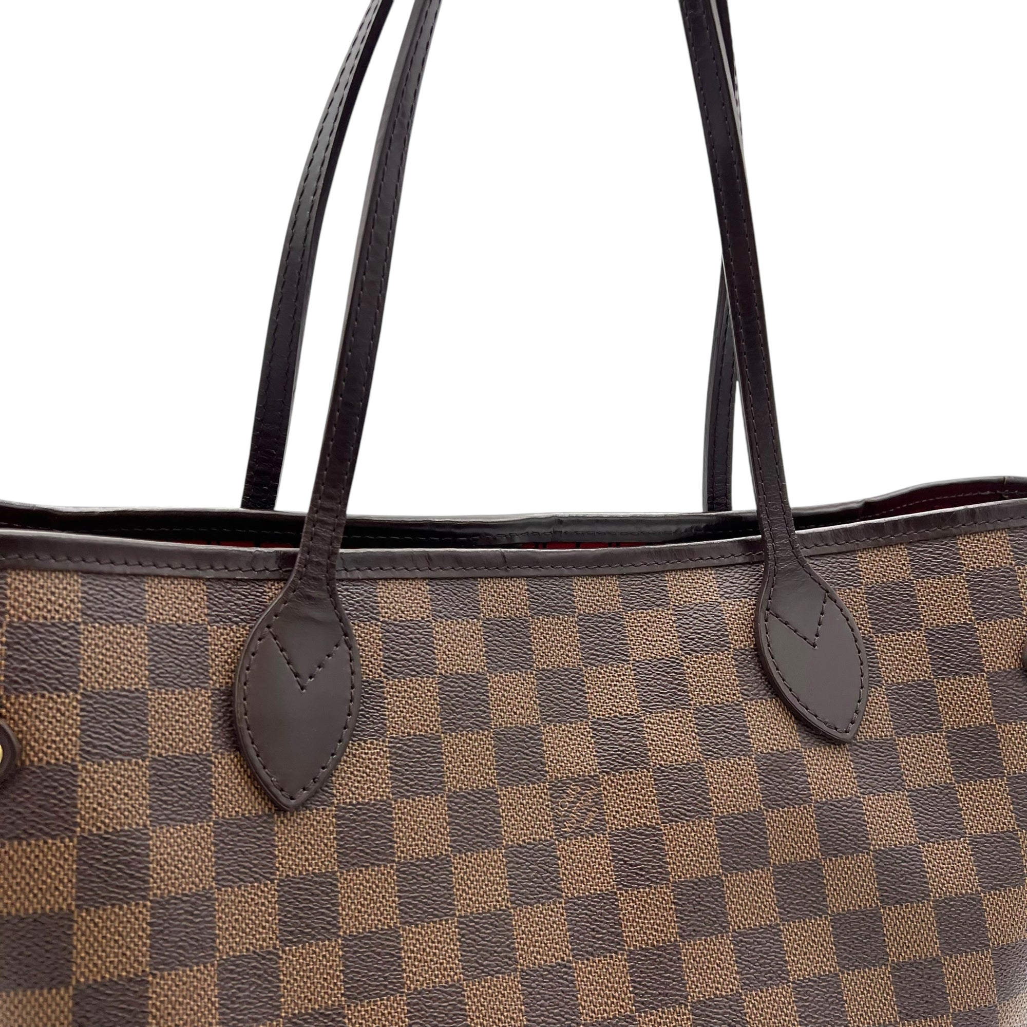 Louis Vuitton Neverfull Tote Bag MM Ebene with Pouch in Coated Canvas, Gold hardware_6