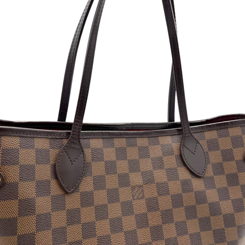 Louis Vuitton Neverfull Tote Bag MM Ebene with Pouch in Coated Canvas, Gold hardware_6