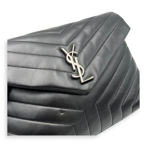 Saint Laurent Loulou Shoulder Bag Small Black in Calfskin, Silver hardware_6