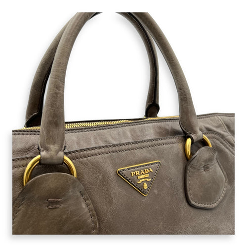 Prada 2 way bag Top Handle Bag Brown in Calfskin, Gold hardware_6