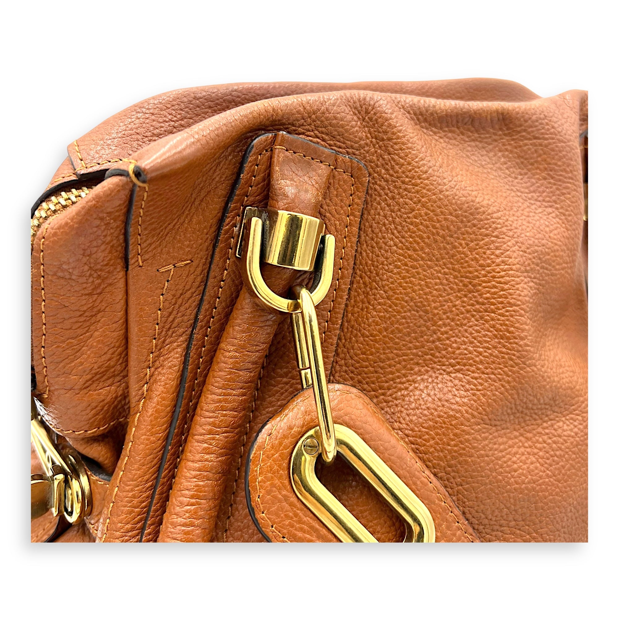 Chloé Paraty Shoulder Bag Brown in Calfskin, Gold hardware_6