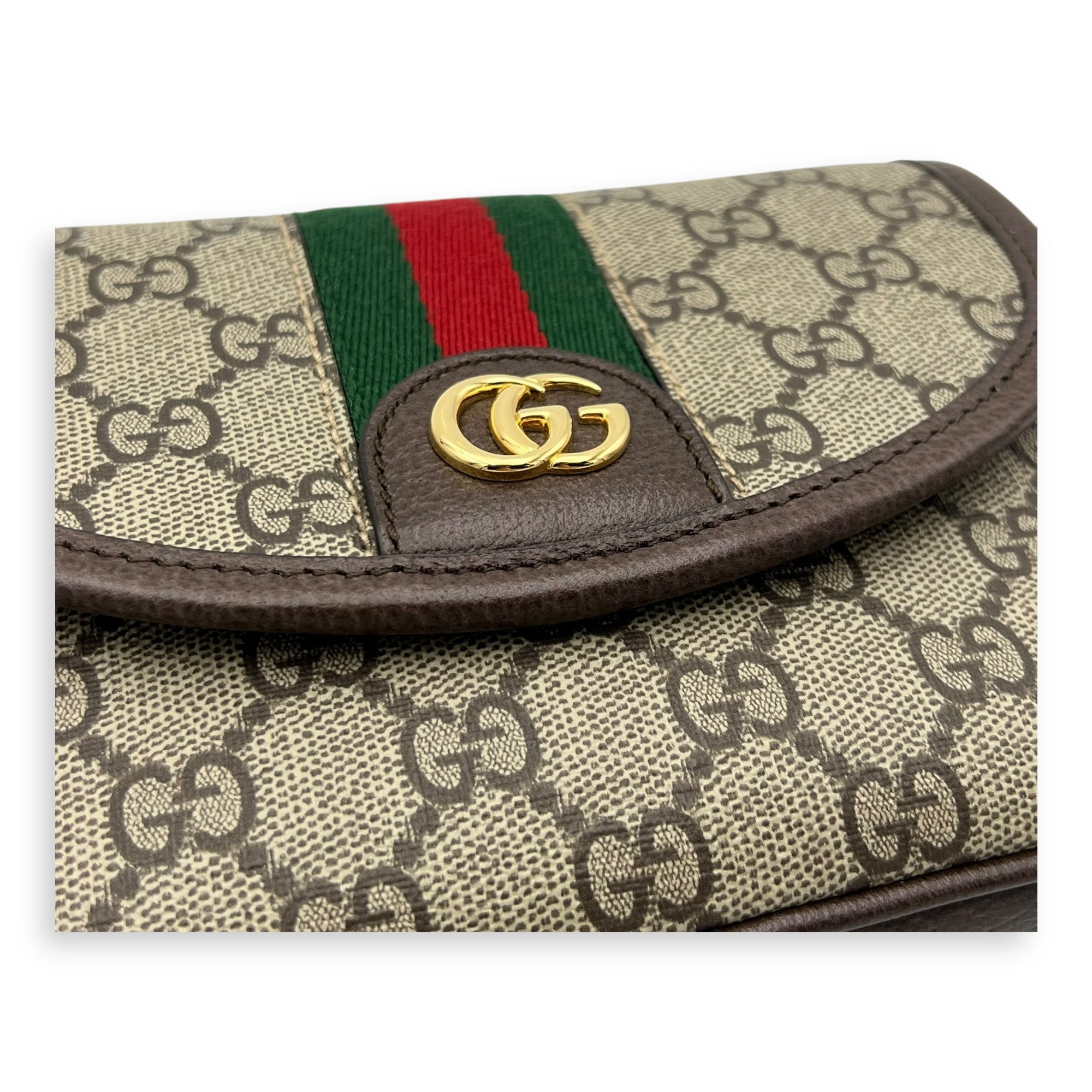 Gucci Ophidia Brown Crossbody Bag in Coated Canvas, Gold hardware_6