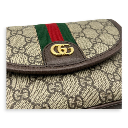 Gucci Ophidia Brown Crossbody Bag in Coated Canvas, Gold hardware_6