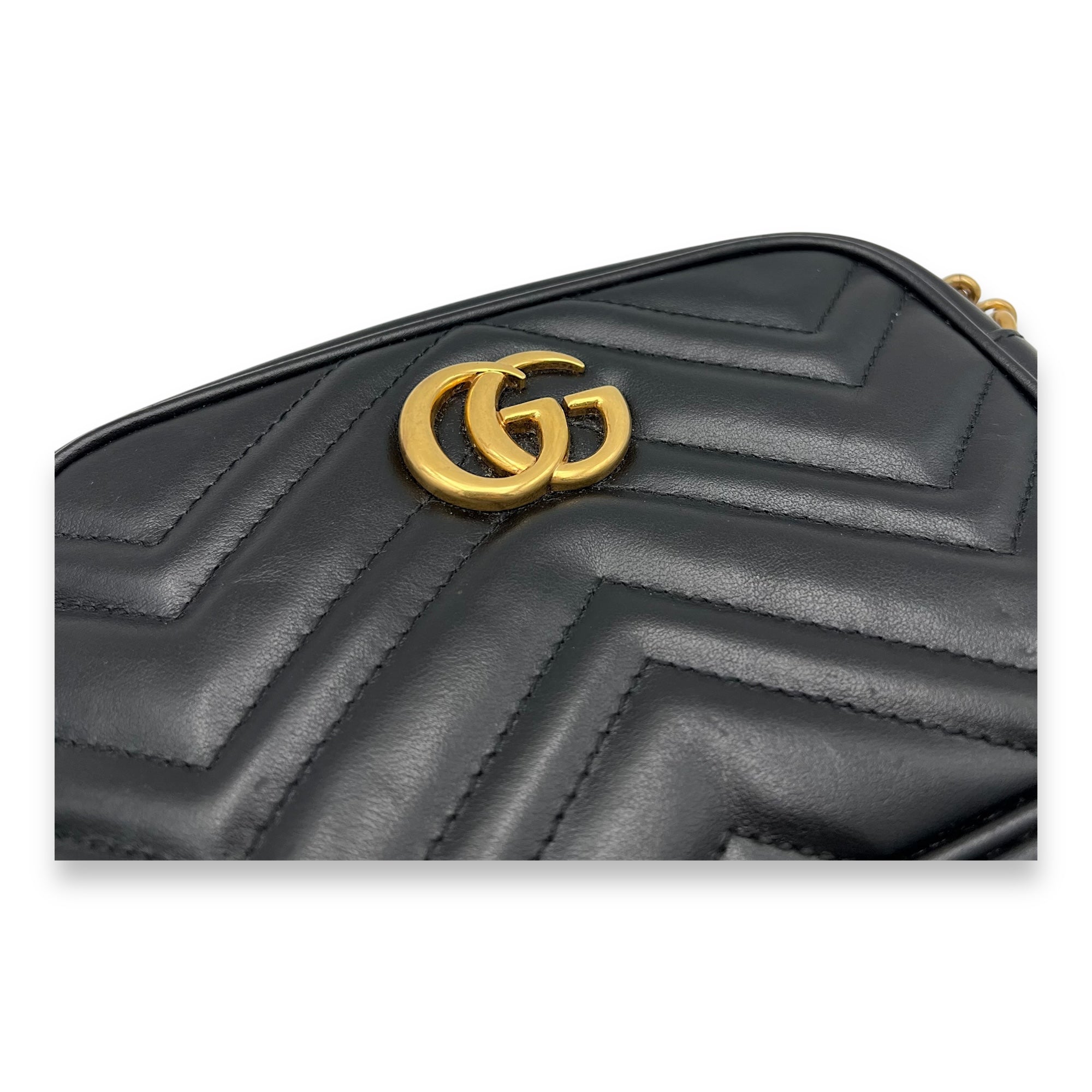 Gucci GG Marmont Crossbody Bag Small Black in Calfskin, Gold hardware_6
