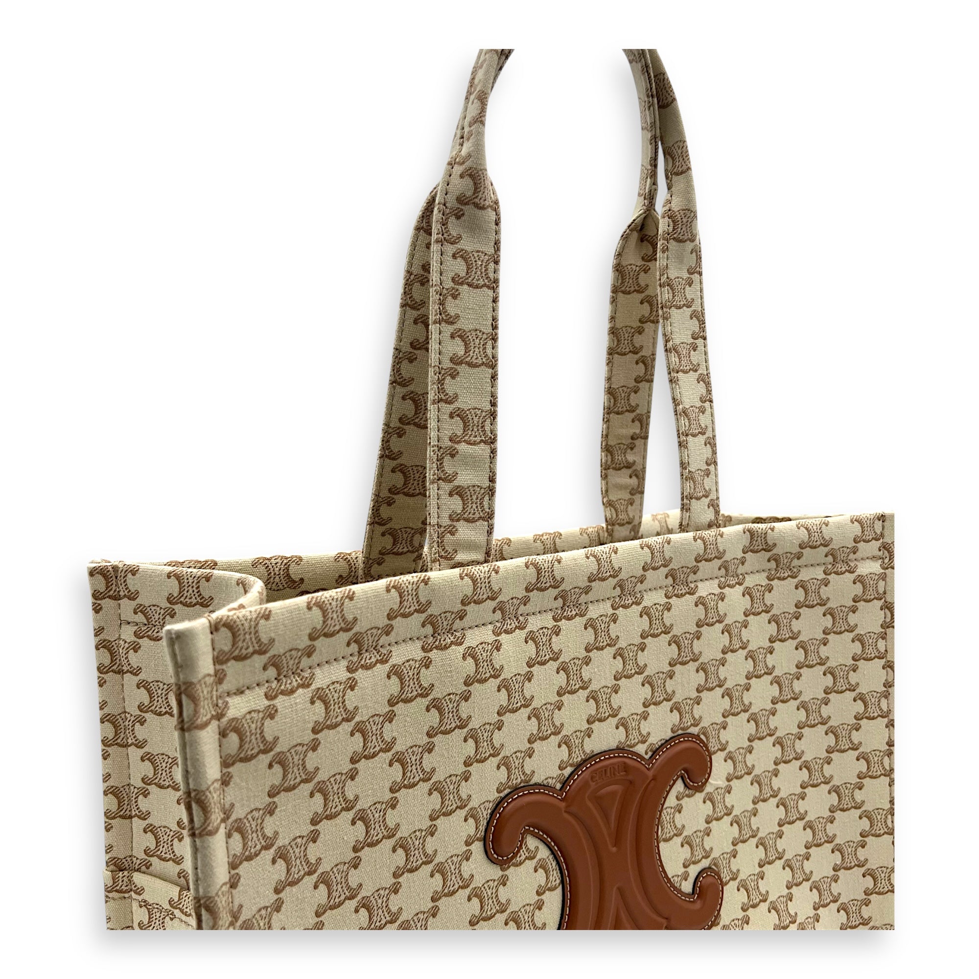 Celine Cabas Thais Tote Bag Beige in Canvas_6