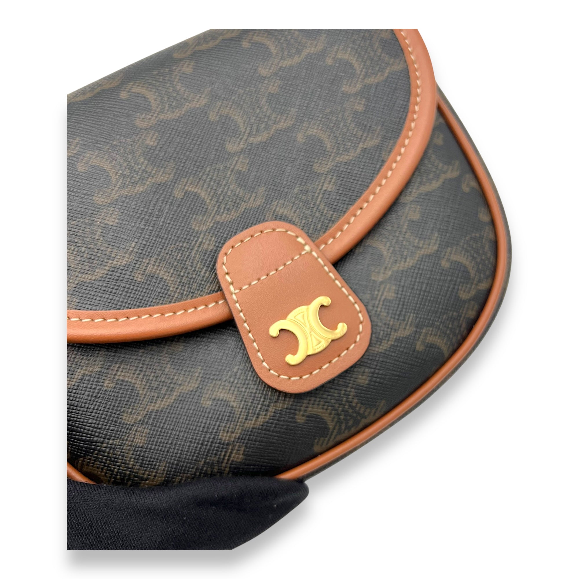 Celine Besace Crossbody Bag Mini Brown in Coated Canvas, Gold hardware_6
