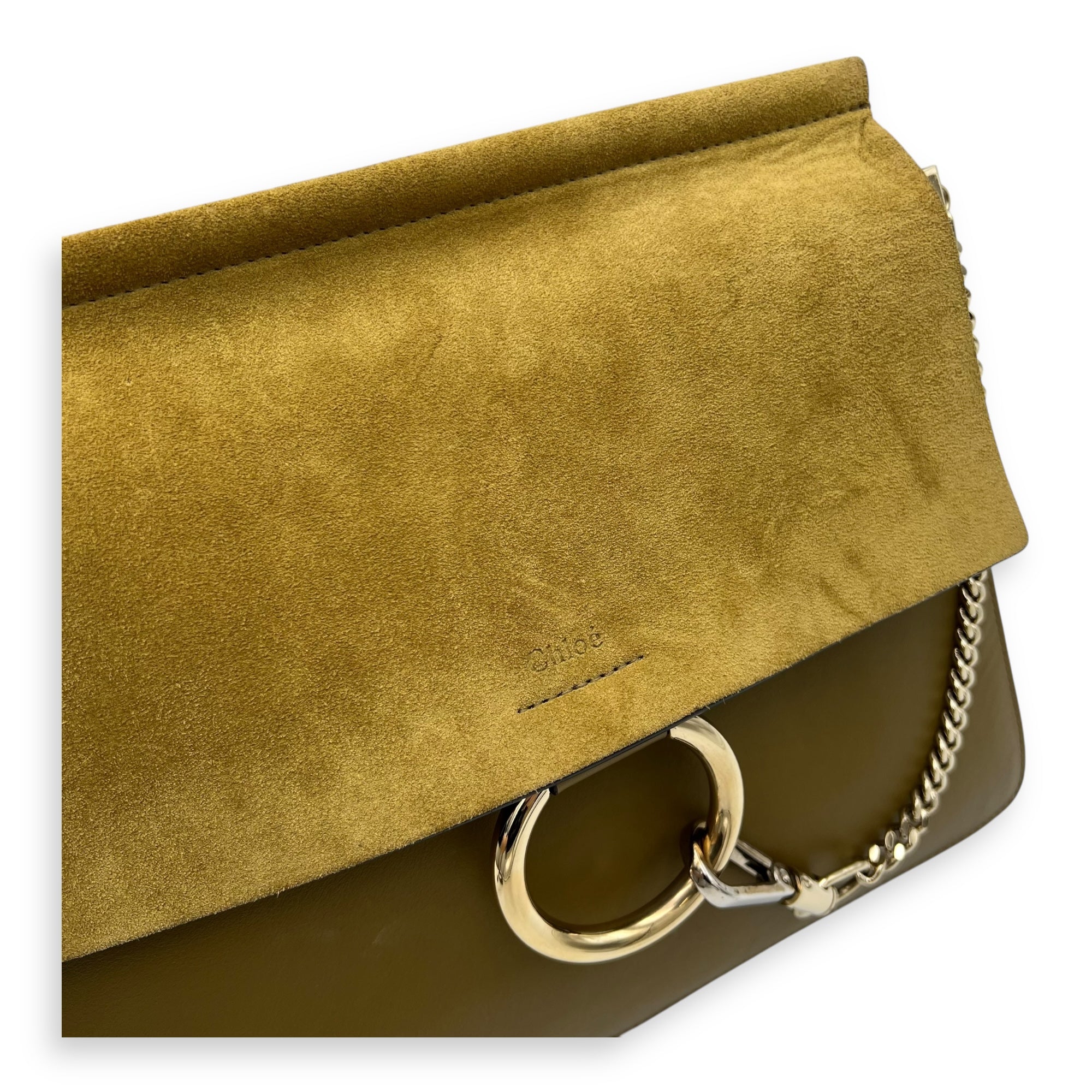 Chloé Faye Shoulder Bag Green in Calfskin, Gold hardware_6