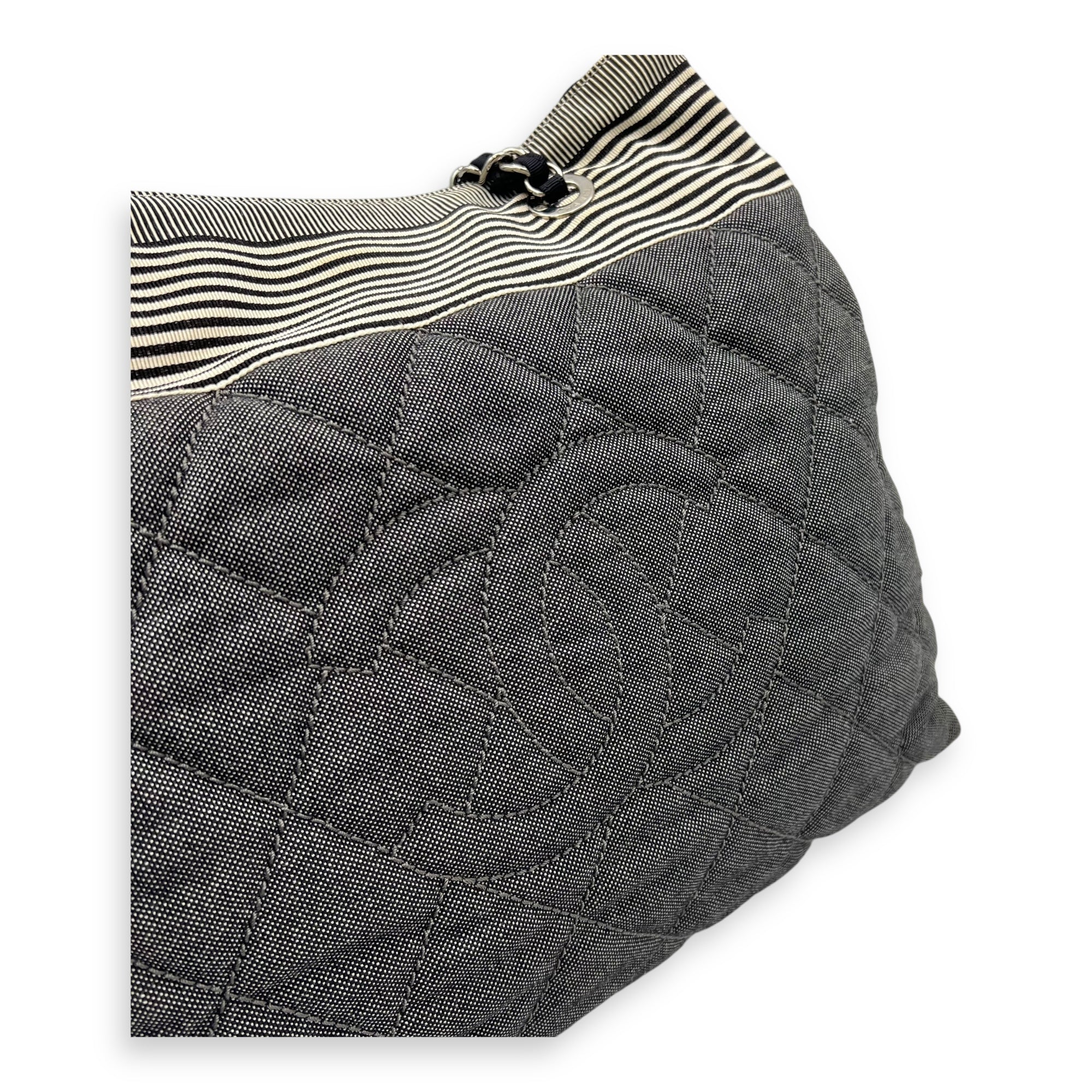 Chanel Others Tote Bag Grey in Canvas, Silver hardware_6