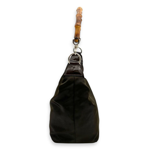 Gucci Bamboo Shoulder Bag Brown in Canvas, Silver hardware_4
