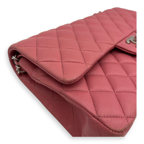 Chanel Classic Medium Pink Shoulder Bag in Lambskin, Silver hardware_12