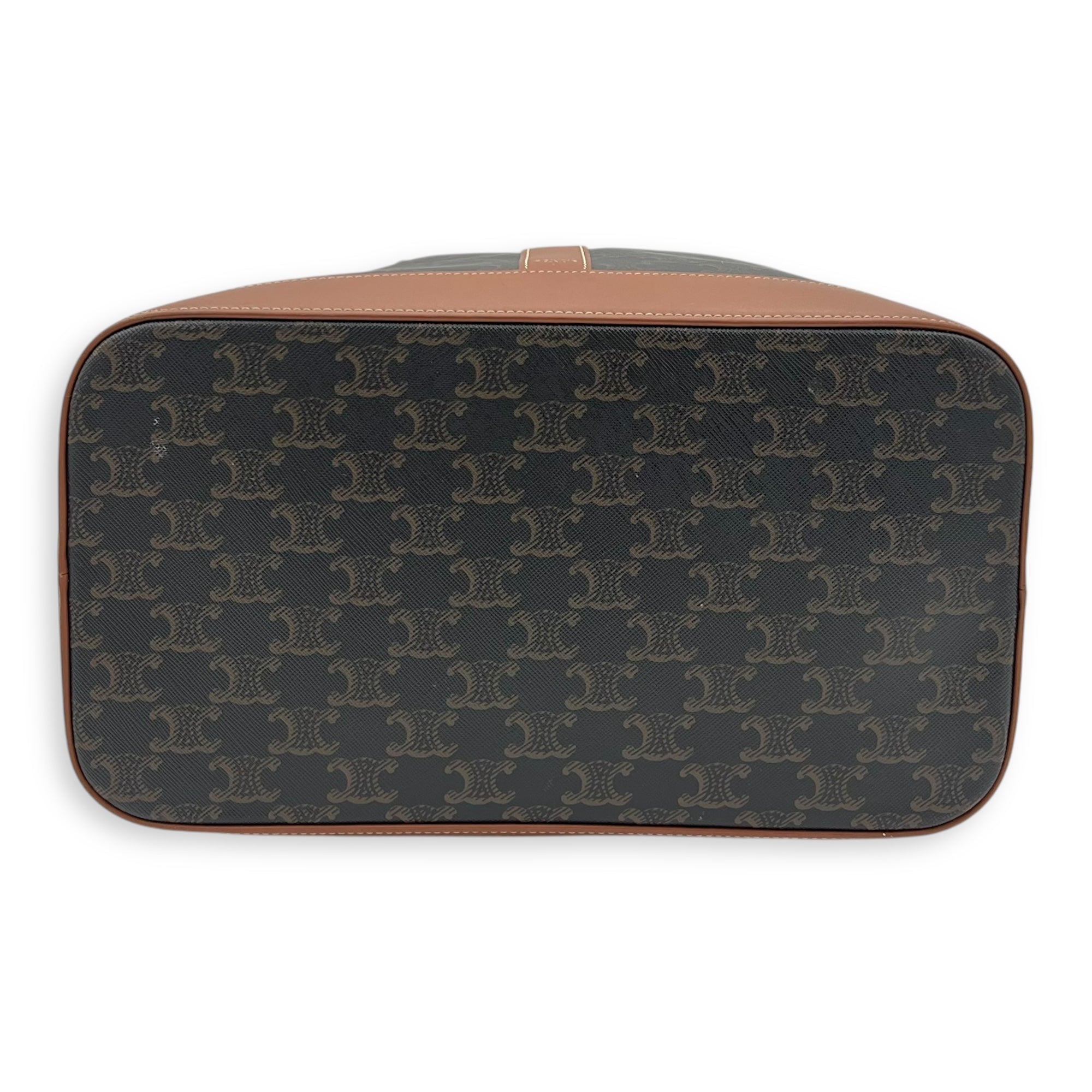 Celine Triomphe Tote Bag Brown in Coated Canvas, Gold hardware_5