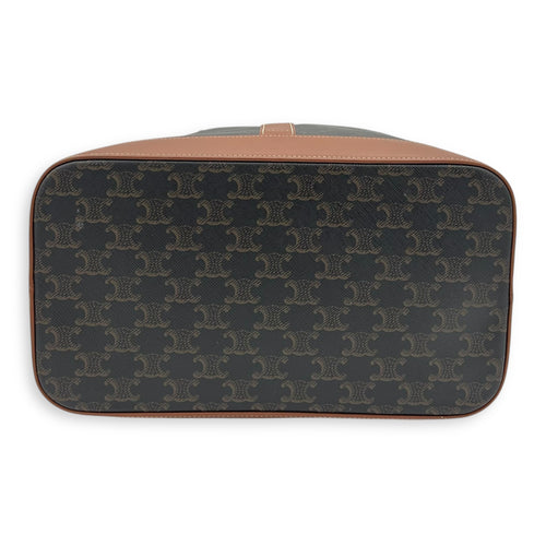 Celine Triomphe Tote Bag Brown in Coated Canvas, Gold hardware_5